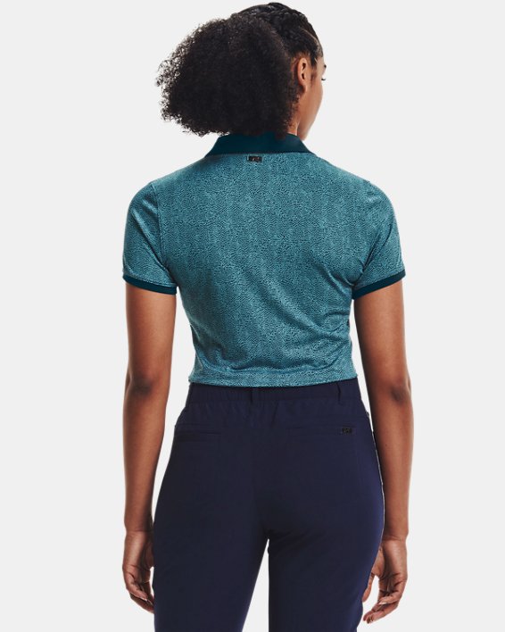 Women's UA Zinger Printed Short Sleeve Polo, Blue, pdpMainDesktop image number 1